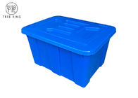 C614l Hộp lưu trữ bằng nhựa màu xanh có thể xếp chồng lên nhau có nắp / nắp 670 * 490 * 390 Mm