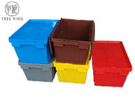 Đầy màu sắc Không có thùng nhựa có thể gập lại với nắp đậy kèm theo, Thùng lưu trữ bằng nhựa có thể xếp chồng 600 X 400 X 320 Mm