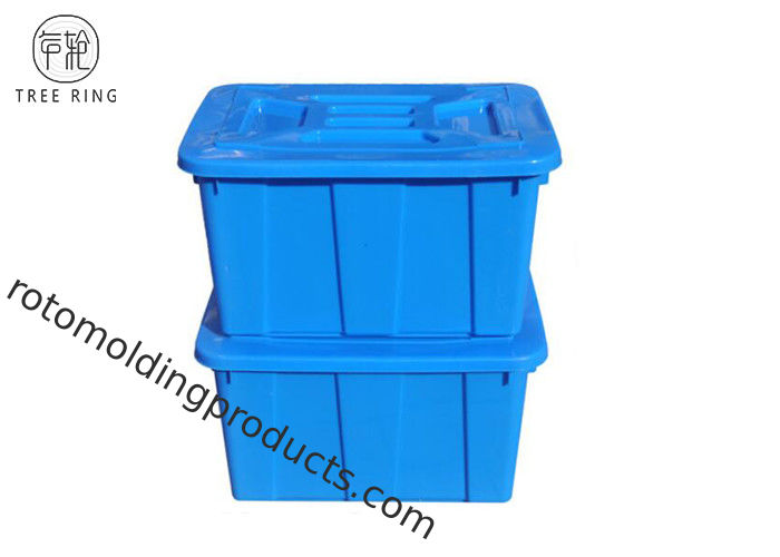 C614l Hộp lưu trữ bằng nhựa màu xanh có thể xếp chồng lên nhau có nắp / nắp 670 * 490 * 390 Mm
